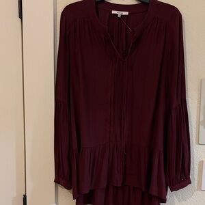 Ro & De Deep Burgundy Blouse- boho chic